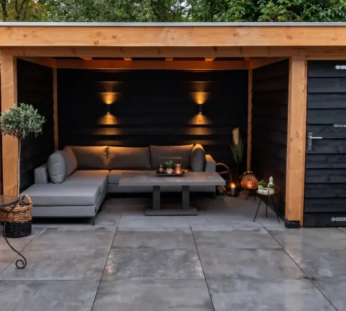 Sfeerverlichting in de tuin overkapping