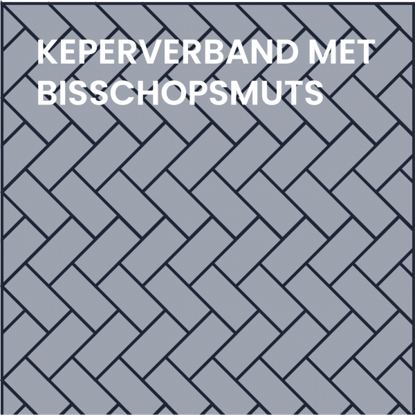 keperverband met bisschopsmuts-wittekst